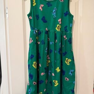 Hanna Andersson Green Dress with Colorful Butterfly Print